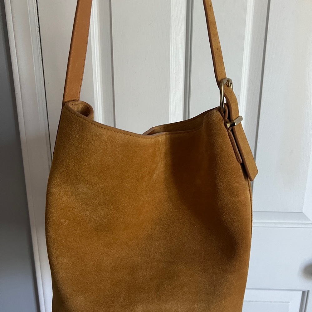 Tan Suede Bucket Shoulder Bag